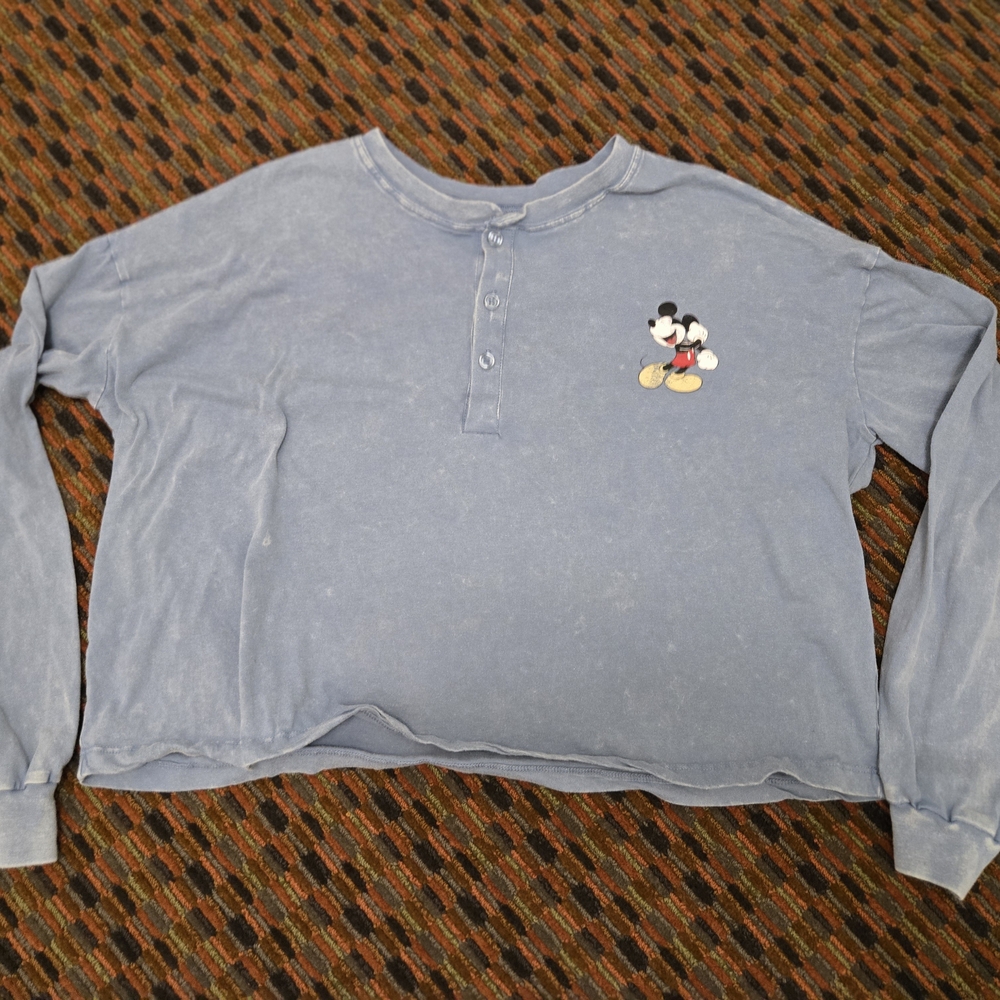 Disney Mickey Mouse Long Sleeve T Shirt Adult Large Blue Graphic Tee